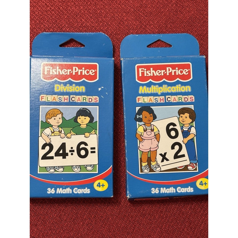 2Vintage Fisher Price Little People Learning Flash Cards Division Multiplication